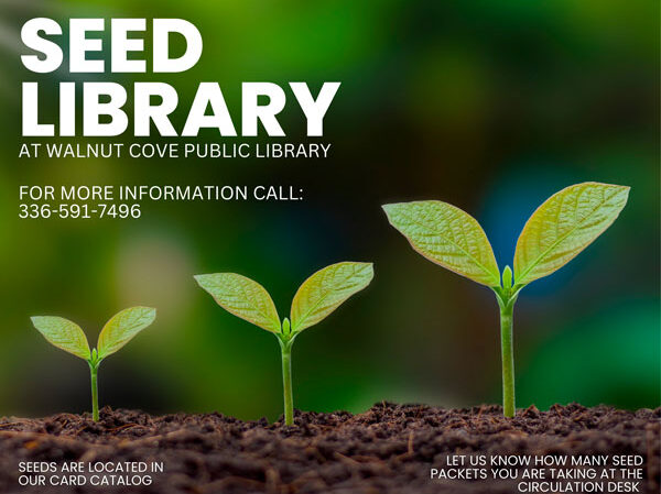 Seed library photo for Walnut Cove Public Library. For more information call 336-591-7496.