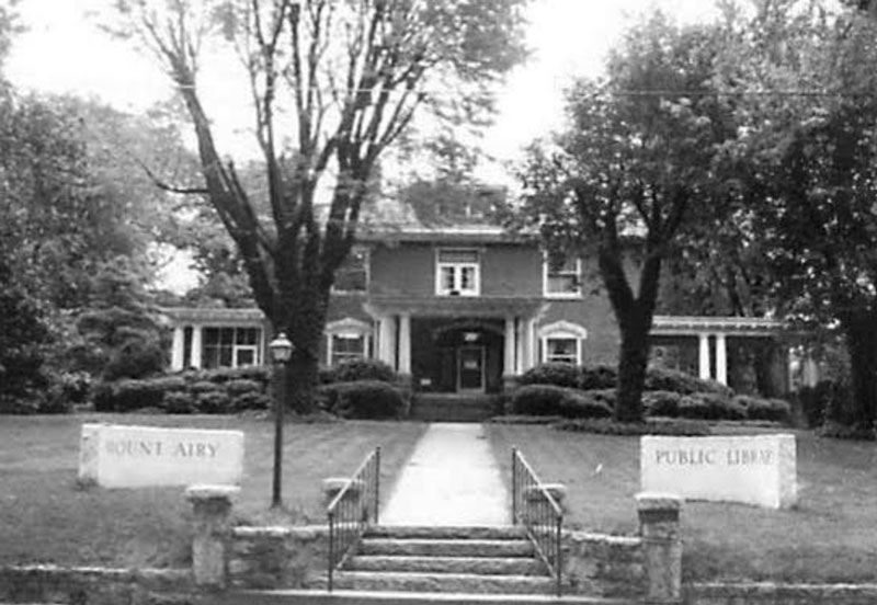 Mount Airy Historial exterior B&W photo of original library